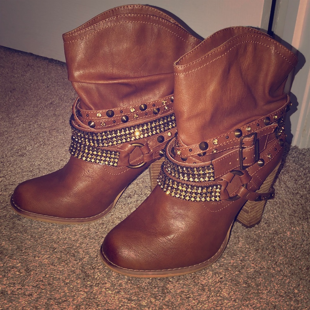 Bedazzled ankle boots